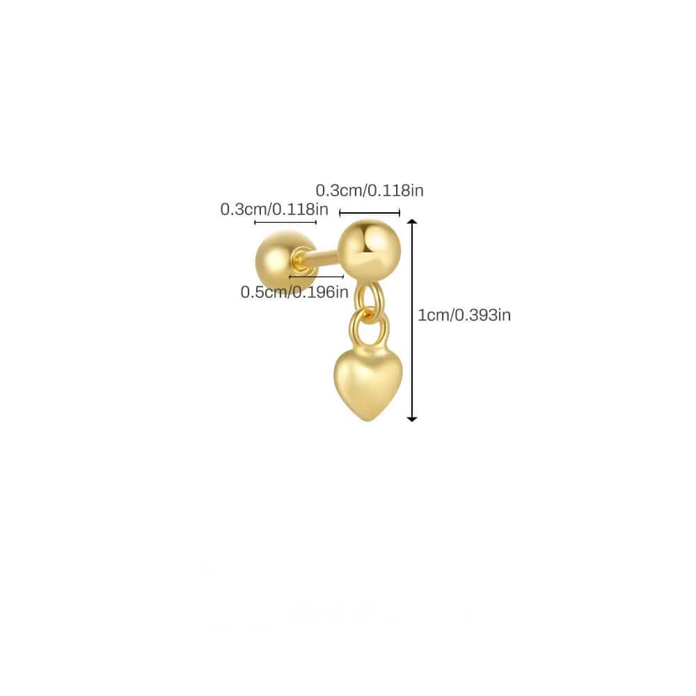 Heart Shape Drop Ball Back Earrings