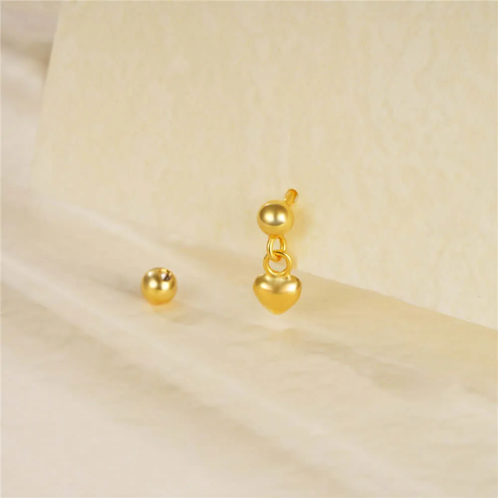 Heart Shape Drop Ball Back Earrings
