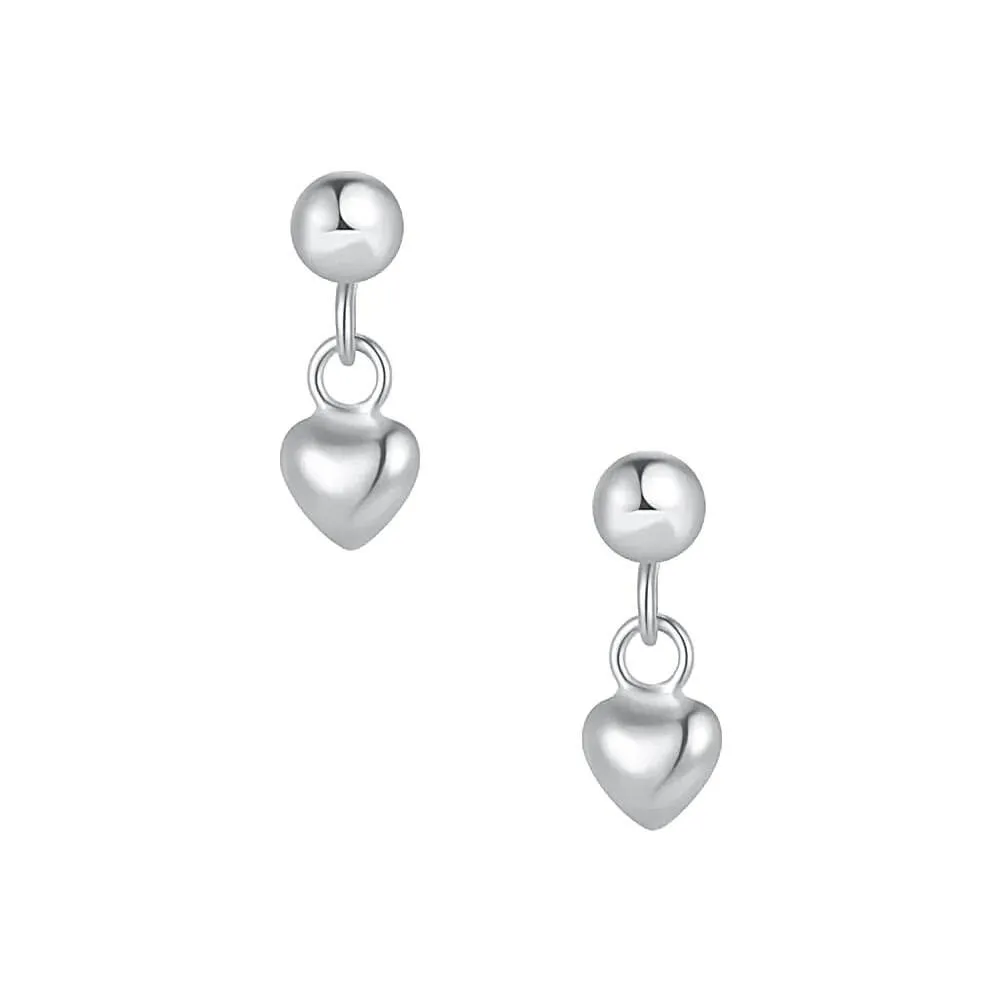 Heart Shape Drop Ball Back Earrings
