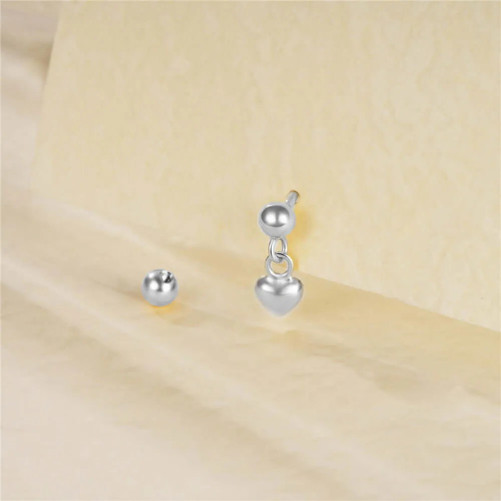 Heart Shape Drop Ball Back Earrings