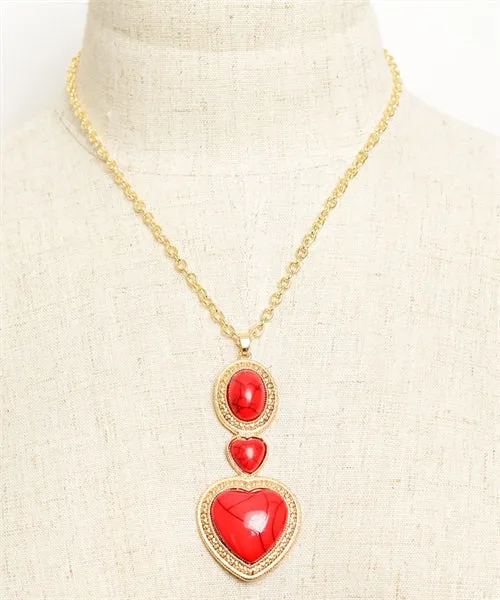 Heart Shape Gem Drop Necklace