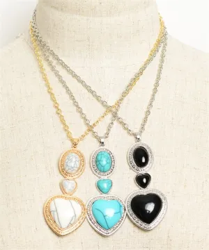 Heart Shape Gem Drop Necklace