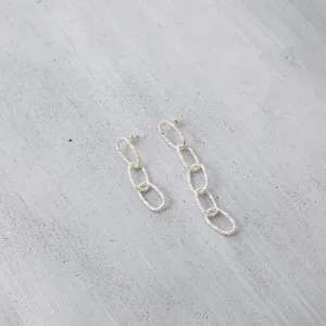 Herringbone asymmetric Earrings - Silver