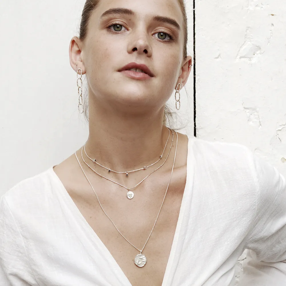 Herringbone asymmetric Earrings - Silver