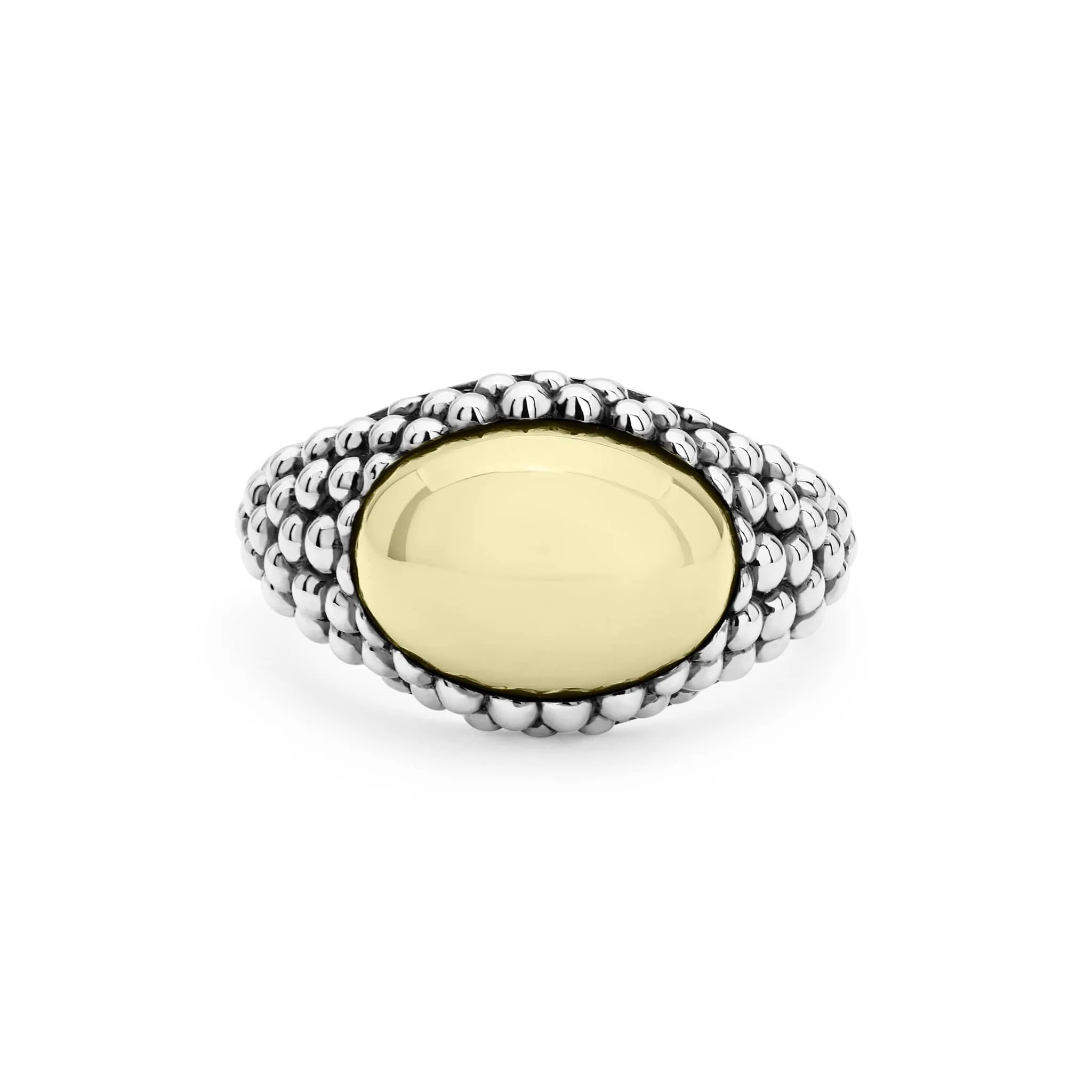 High Bar Smooth Two-Tone Caviar Ring
