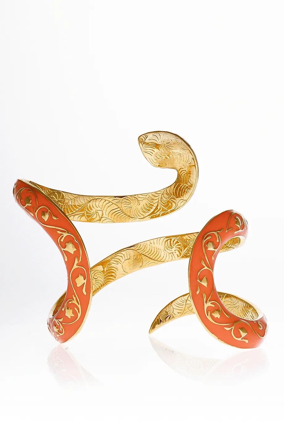 ISHARYA FIRE Coral Serpent Wraparound Cuff Bracelet