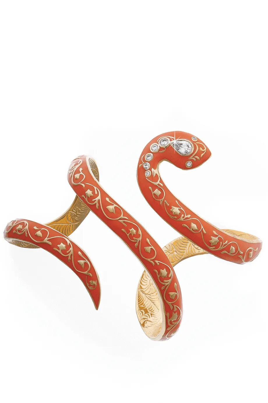 ISHARYA FIRE Coral Serpent Wraparound Cuff Bracelet