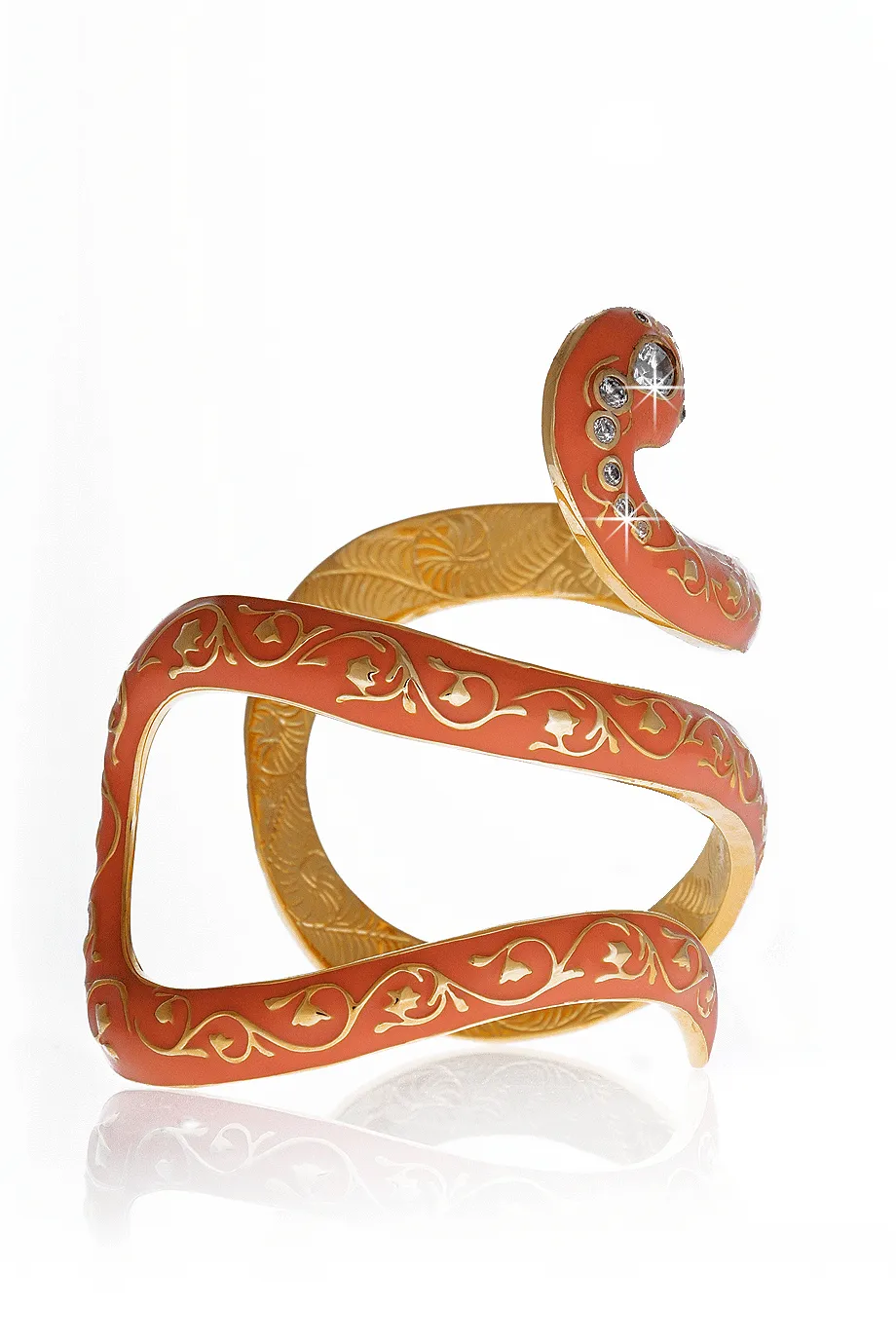 ISHARYA FIRE Coral Serpent Wraparound Cuff Bracelet