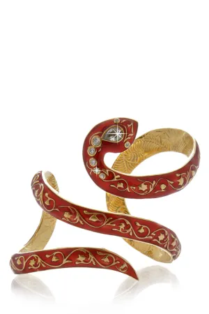 ISHARYA FIRE Coral Serpent Wraparound Cuff Bracelet