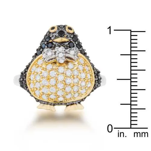 Jet Black Cubic Zirconia Penguin Ring