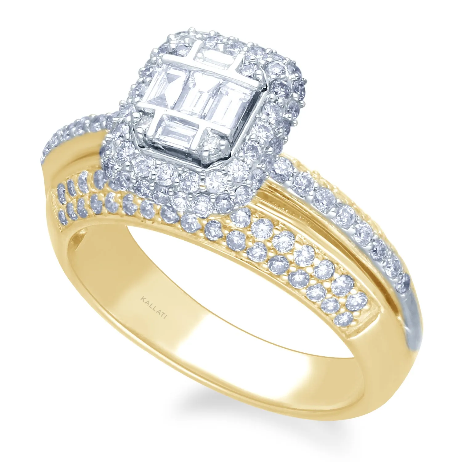 Kallati Eternal Cluster Diamond Engagement Ring in 14K Two Tone Gold
