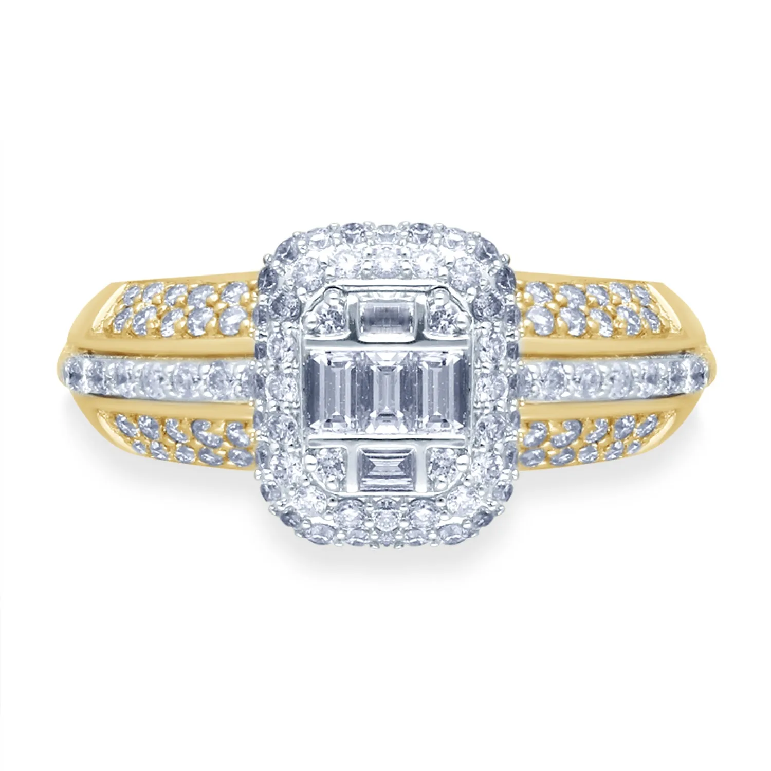 Kallati Eternal Cluster Diamond Engagement Ring in 14K Two Tone Gold