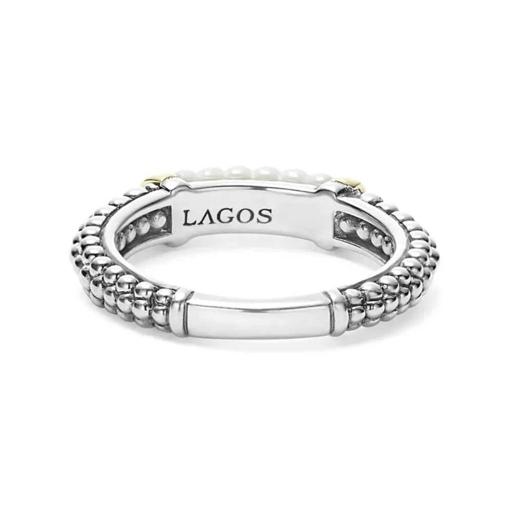 Lagos White Caviar Ceramic Two-Tone Caviar Stacking Ring