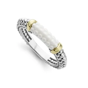 Lagos White Caviar Ceramic Two-Tone Caviar Stacking Ring