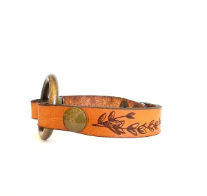 Leather Ring Cuff - Skinny Strap with Snap