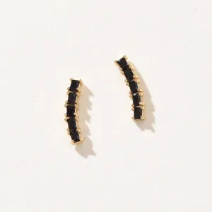 Leena Minimalist Stud | Black Gold