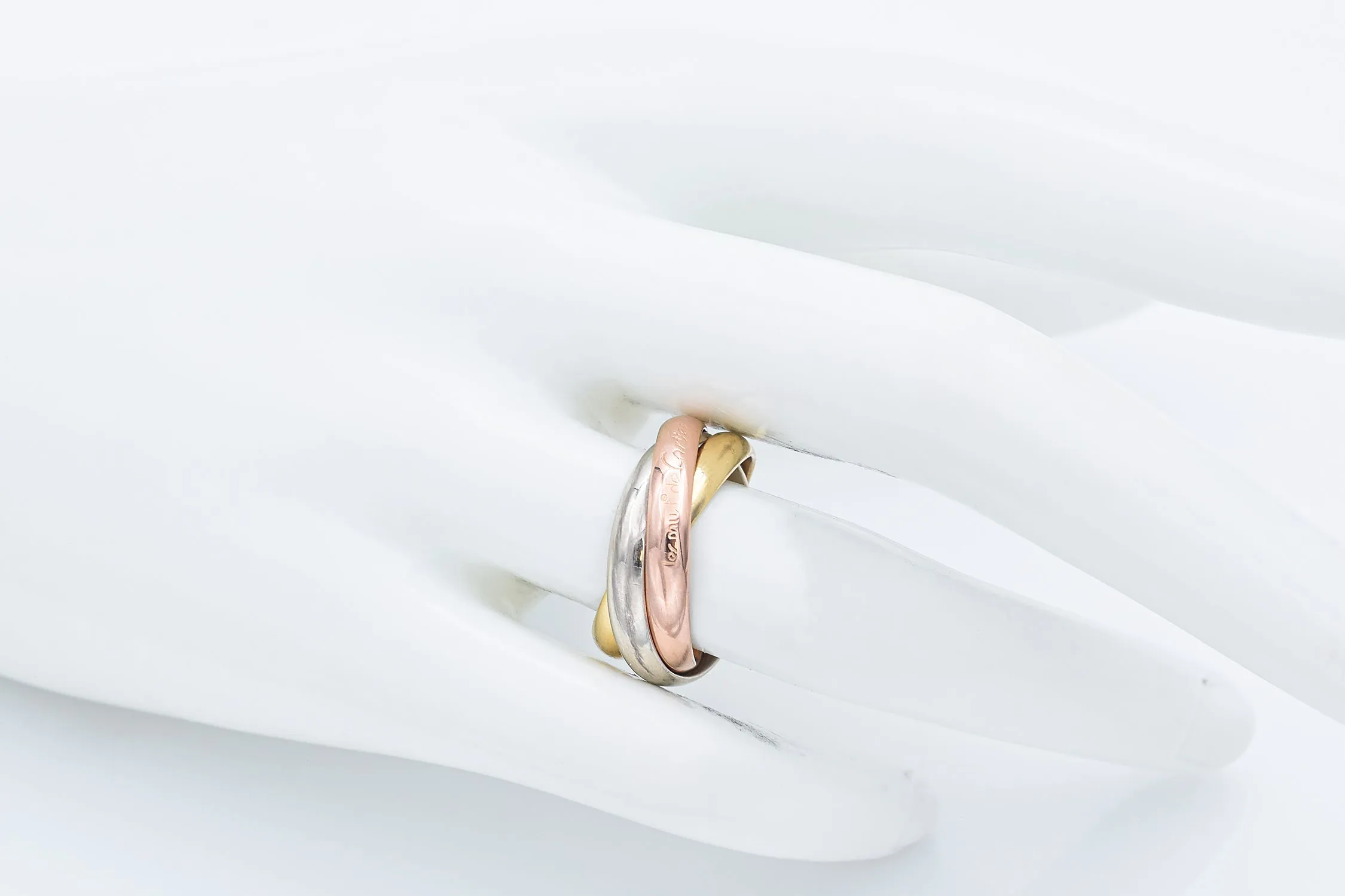 Les Must de Cartier Trinity 3.5 mm 18K Tri-Color Gold Band Ring Size 54
