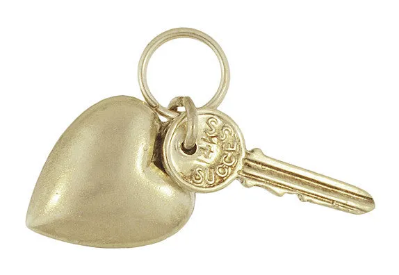 Love and Success Key to Your Heart Vintage 2 Piece Charm in 14 Karat Gold