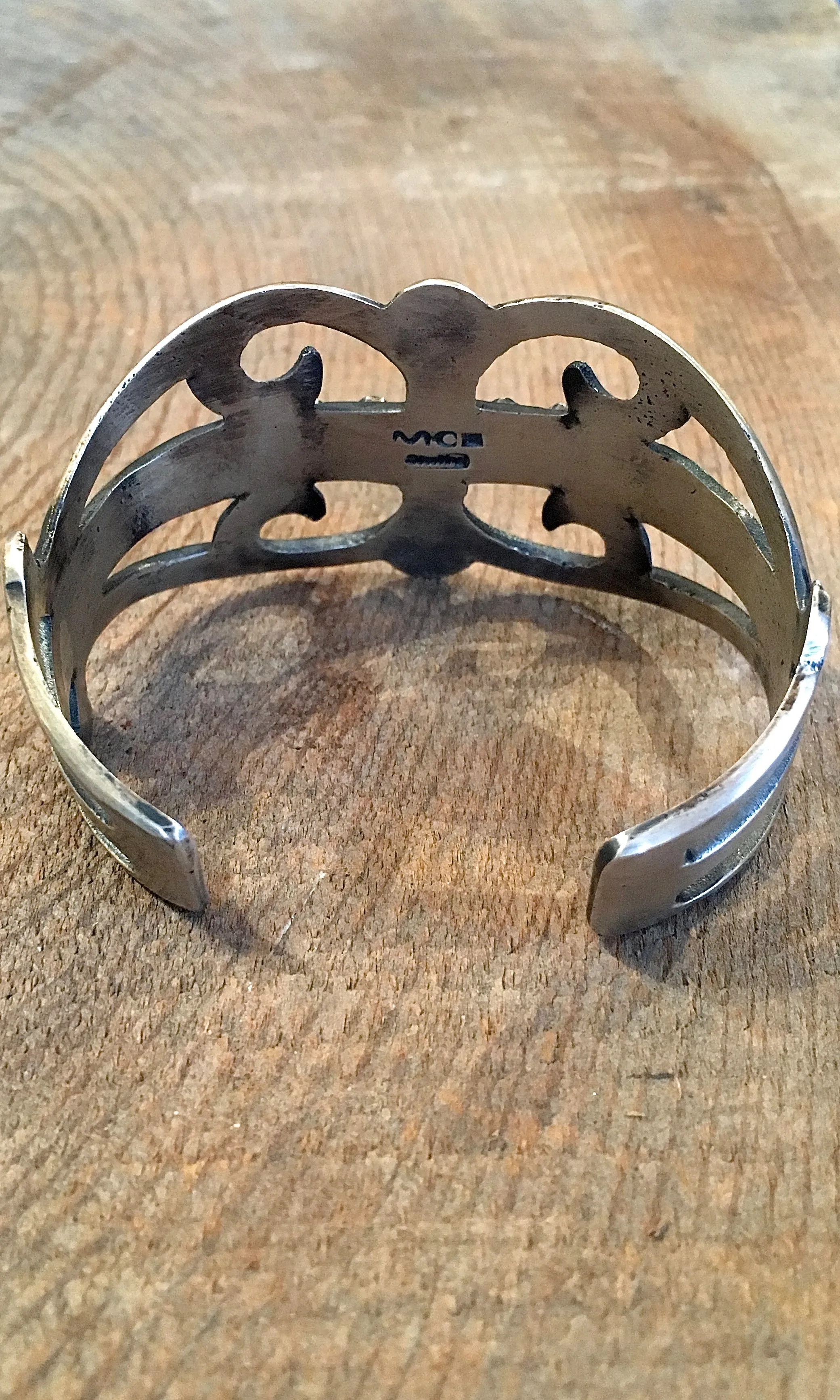 Martha Cayatineto Sand Cast Sterling Silver and Turquoise Cuff