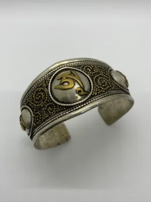 Metal Cuff Handmade Bracelet  with Buddhist Mantra