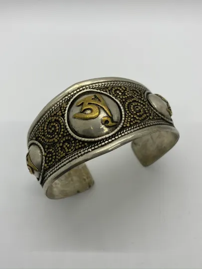 Metal Cuff Handmade Bracelet  with Buddhist Mantra