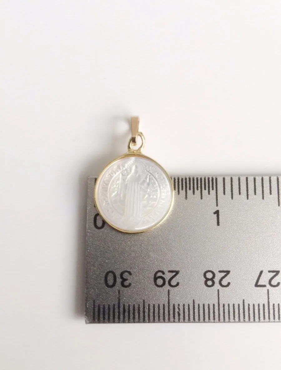 Mother of Pearl San Benito Pendant Gold Plated Ball Chain 17.2"