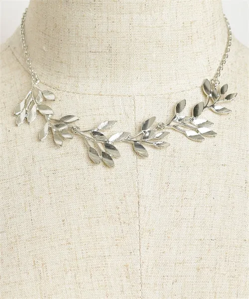 Multi Leaf Chain Necklace Gold Plate Silver Plate