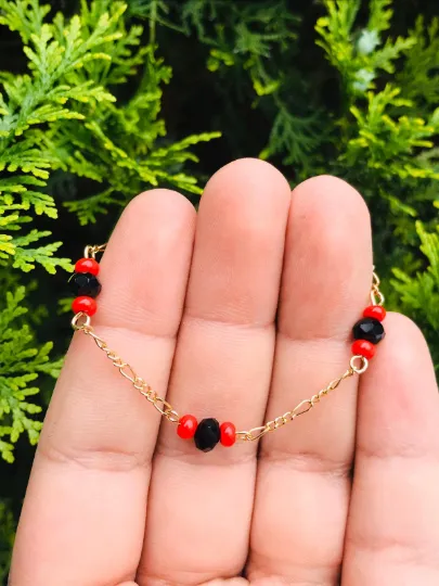 New Bracelet Baby Azabache 14K GF Gifts For Kids Girl 5.75 Inches Figaro Link  - Prime Jewelry 269
