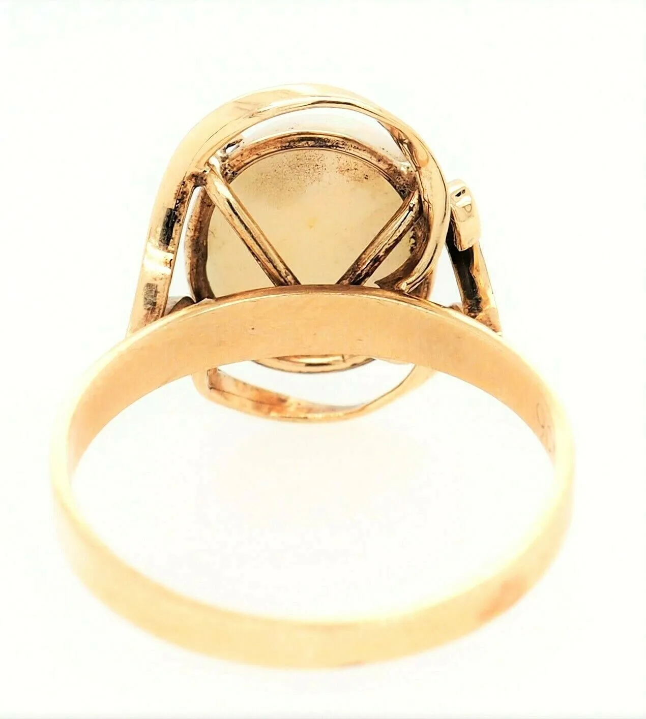 Opal & 9ct Yellow Gold Dress Ring Handmade Fine Jewellery Band Size O