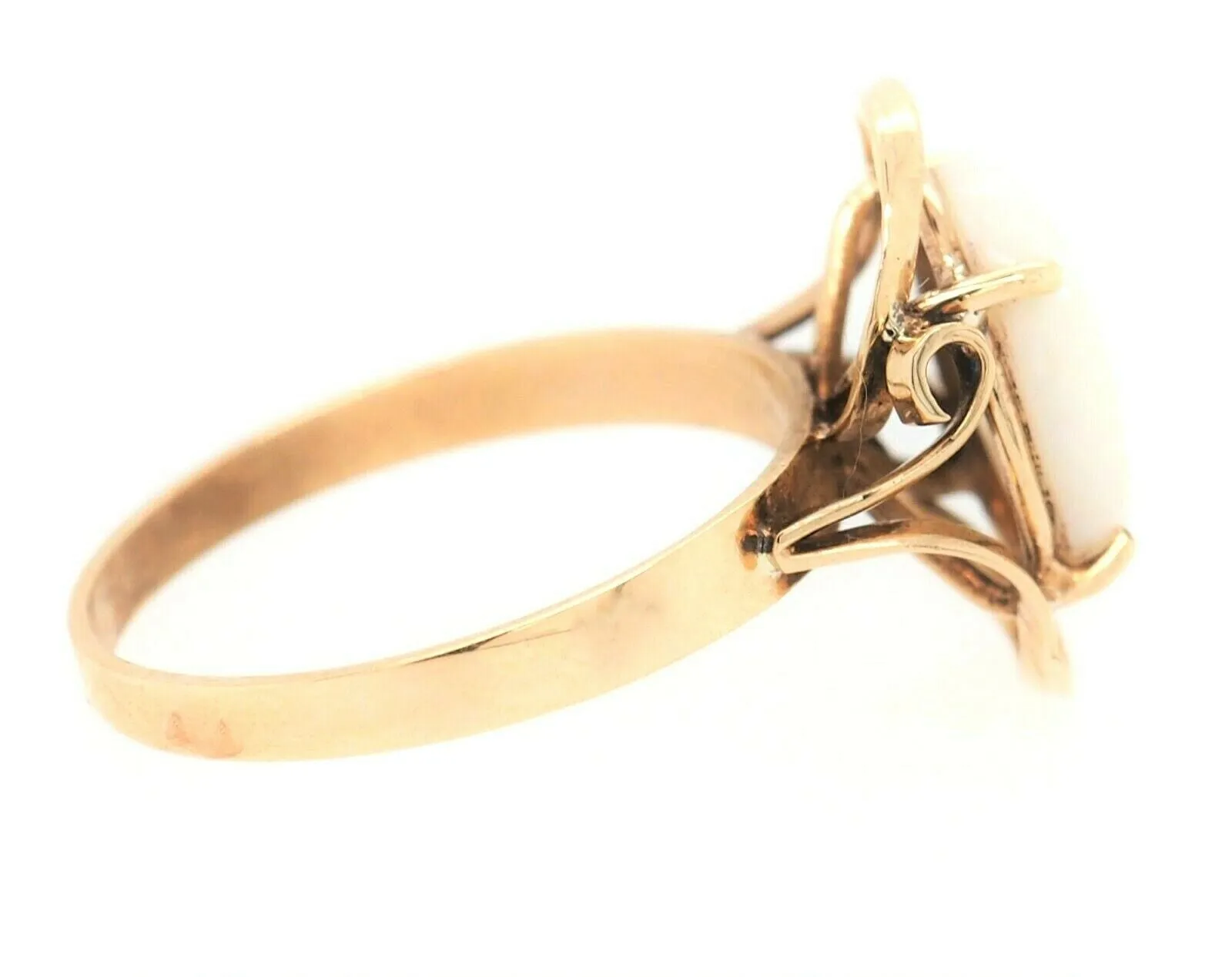 Opal & 9ct Yellow Gold Dress Ring Handmade Fine Jewellery Band Size O