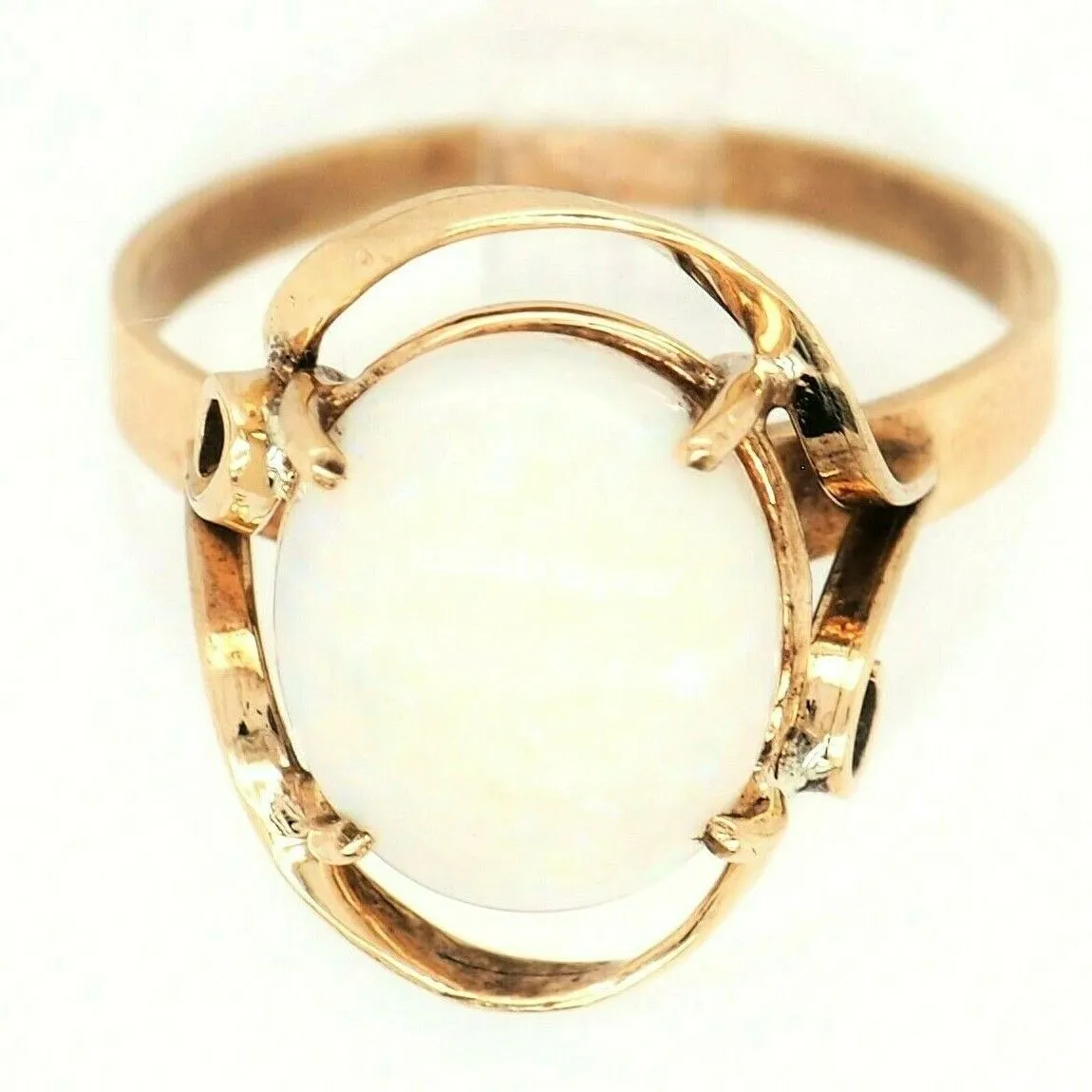 Opal & 9ct Yellow Gold Dress Ring Handmade Fine Jewellery Band Size O