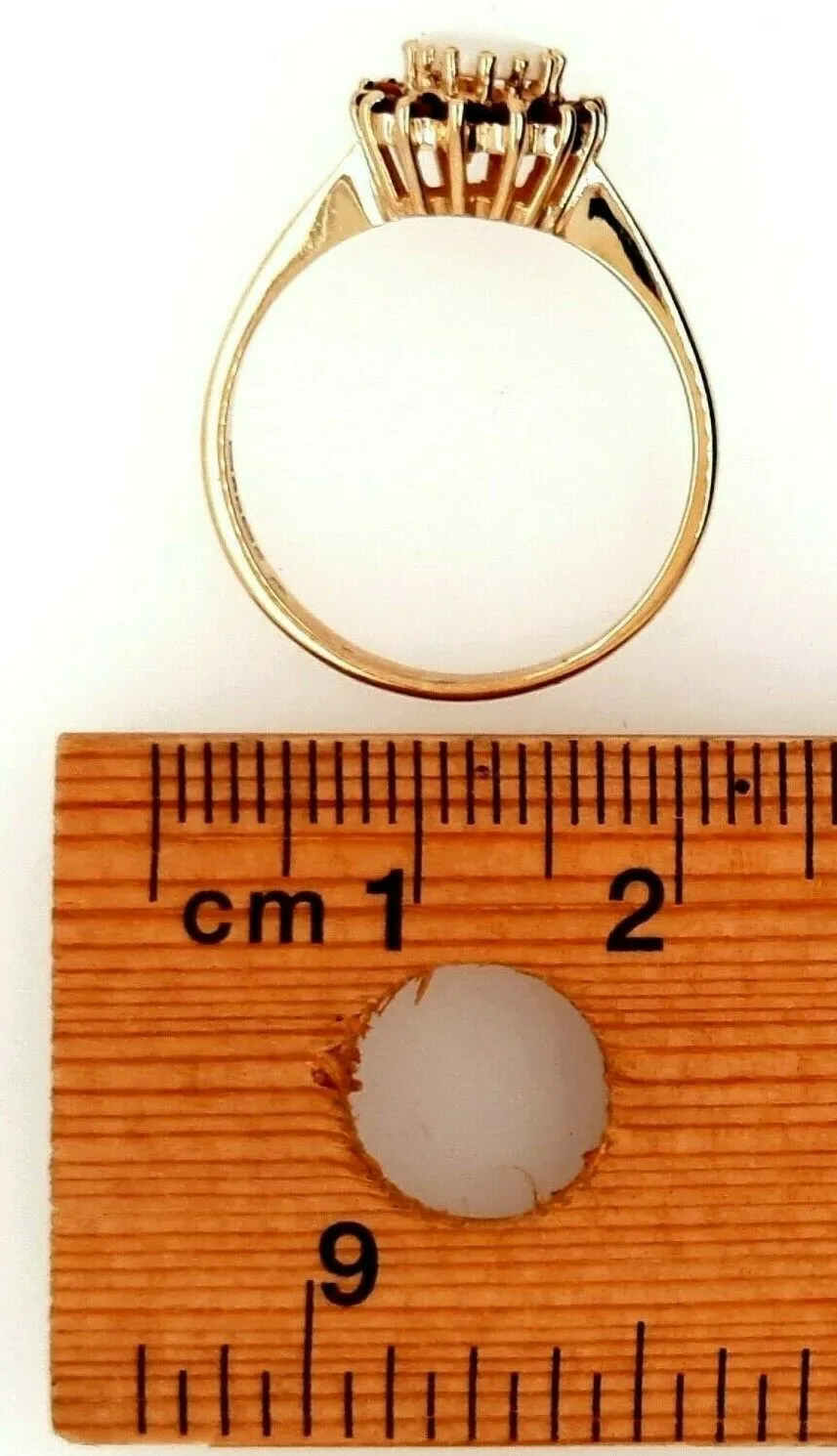 Opal & Garnet 9ct Yellow Gold Ring Hallmarked Sheffield 1994 Fine Jewellery