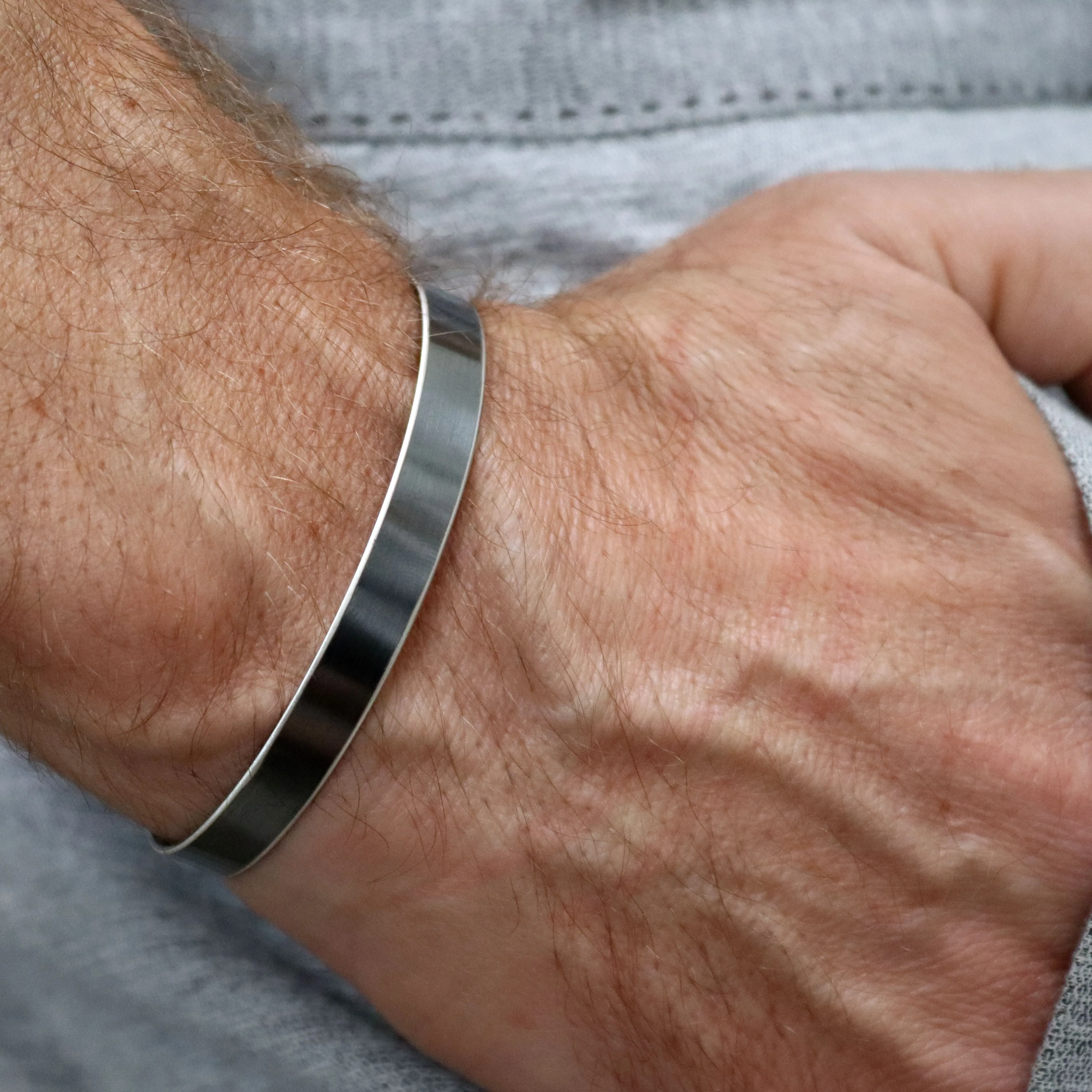 Oxidized Black Bangle Bracelet for men