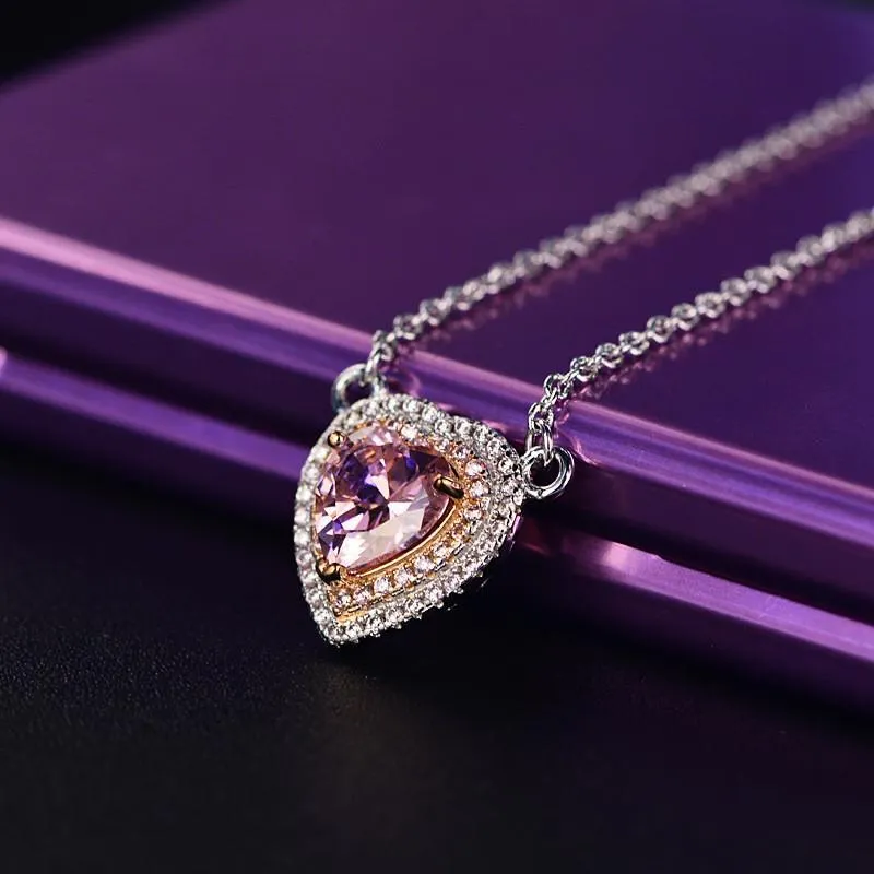 Pink CZ  Heart Ring size 6 925 Sterling Silver