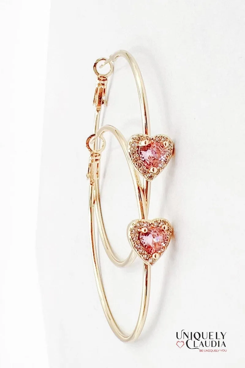 Radiance Pink Heart 14K Gold-plated Hoop