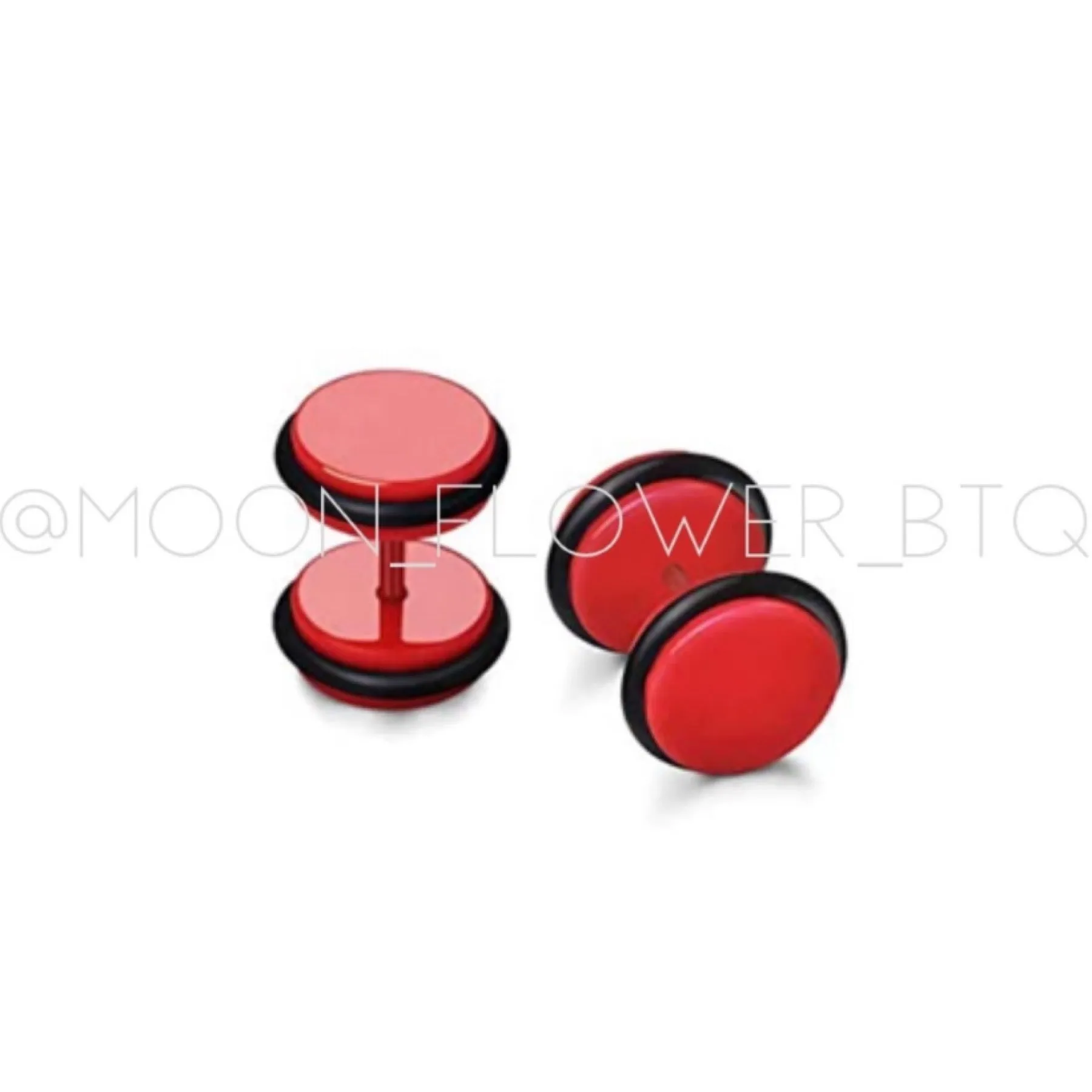 Red Acrylic Flat Barbell Earrings
