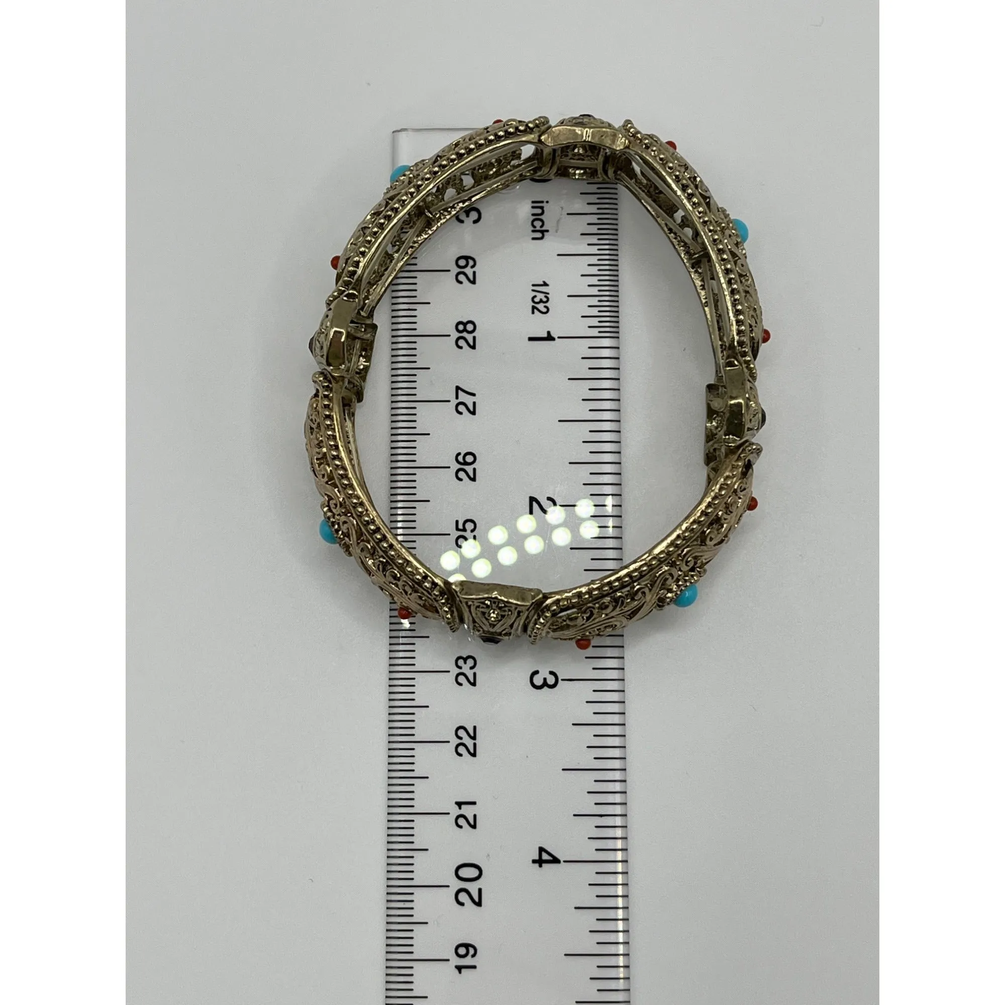 R.J. Graziano Gold Tone Metal Stretching Cuff Bracelet Filigree Bohemian