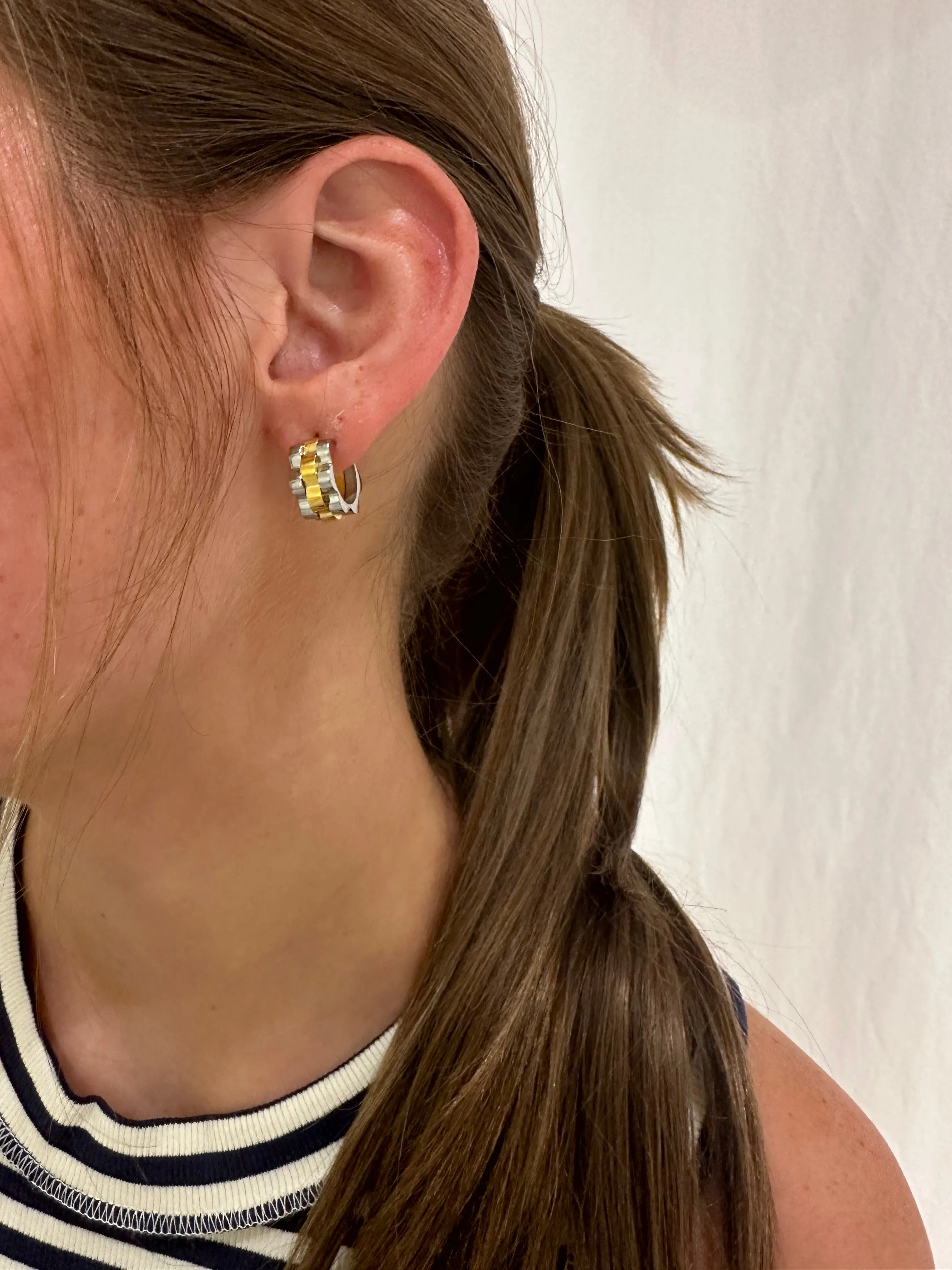 Rolly Two Tone Mini Hoops