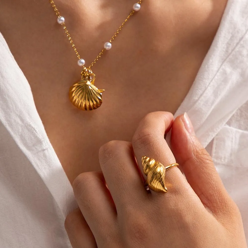 Seashell Star Fish Pearl Necklace