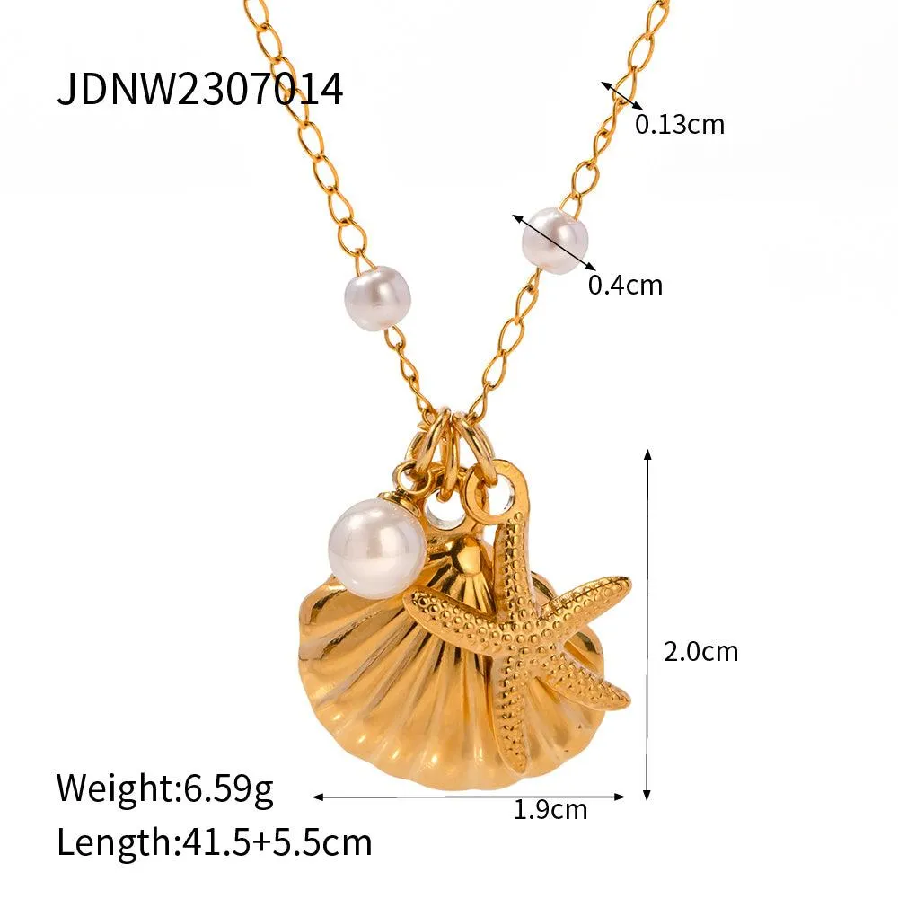 Seashell Star Fish Pearl Necklace