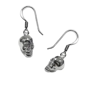 Skull Dangle Earrings, Silver Skull Earrings - Small 10mm Skull Charms
