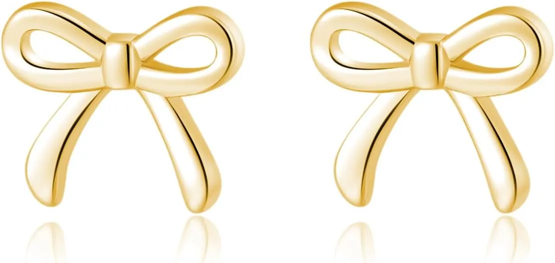 SLUYNZ Solid 925 Sterling Silver Tiny Bow Earrings Stud for Women Teens Small Bowknot post Stud Earrings