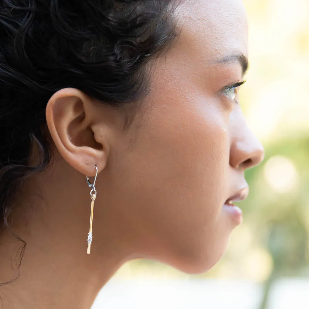 Small Stitched Stem Earrings
