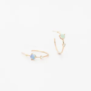 Small Two-Step Opal and Diamond Hoop Earrings
