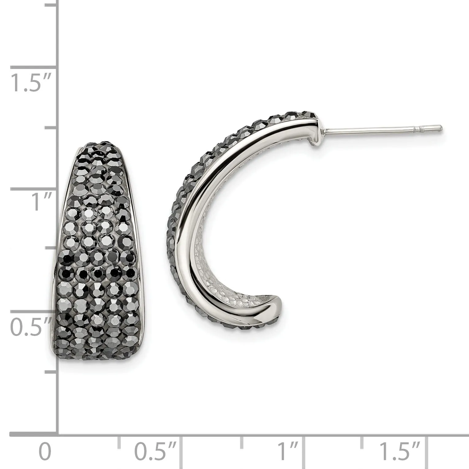 Stainless Steel Polished Crystal Post Earrings