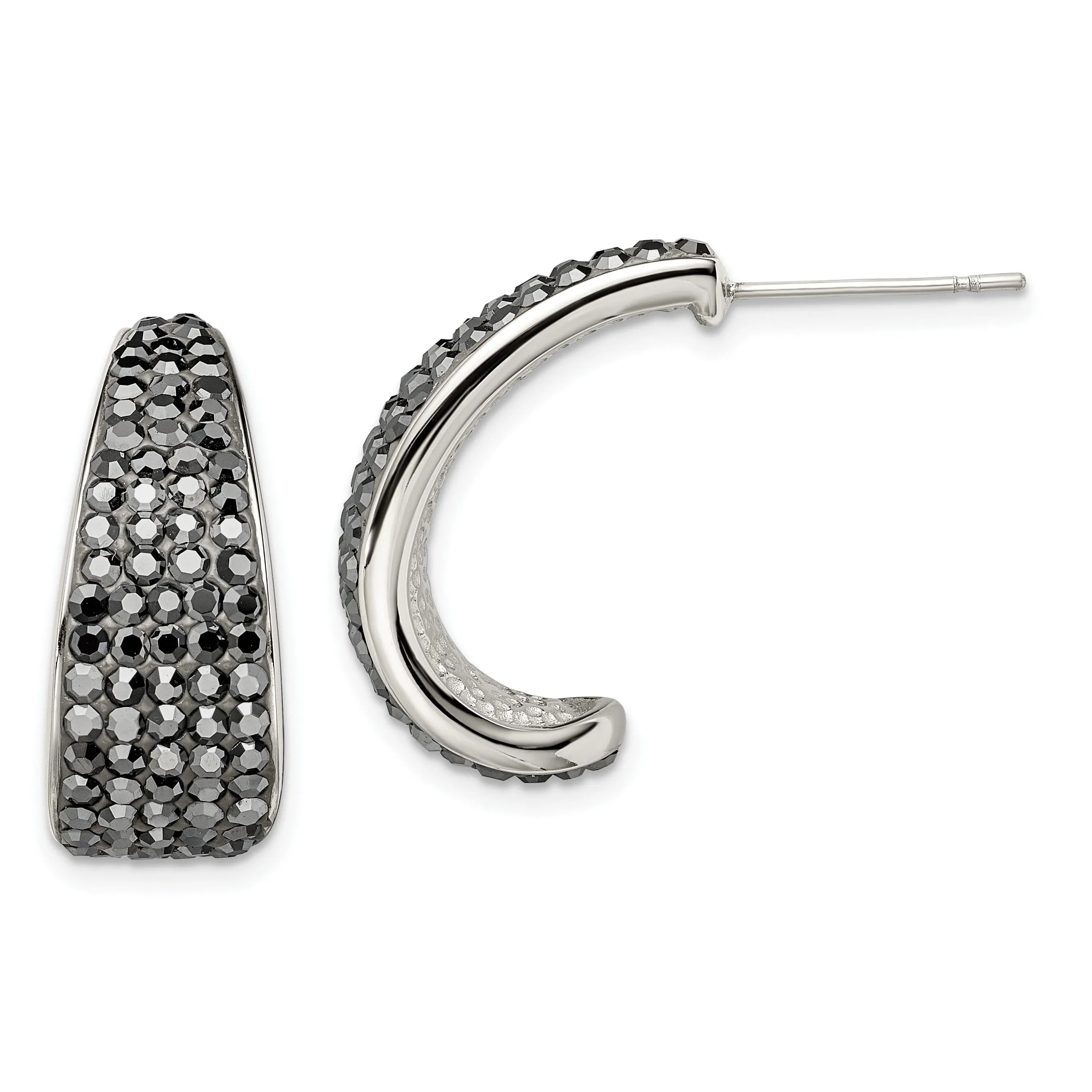 Stainless Steel Polished Crystal Post Earrings