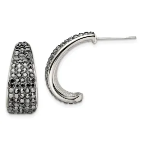 Stainless Steel Polished Crystal Post Earrings