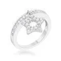 Star 0.25ct CZ Rhodium Simple Holiday Charm Band Ring