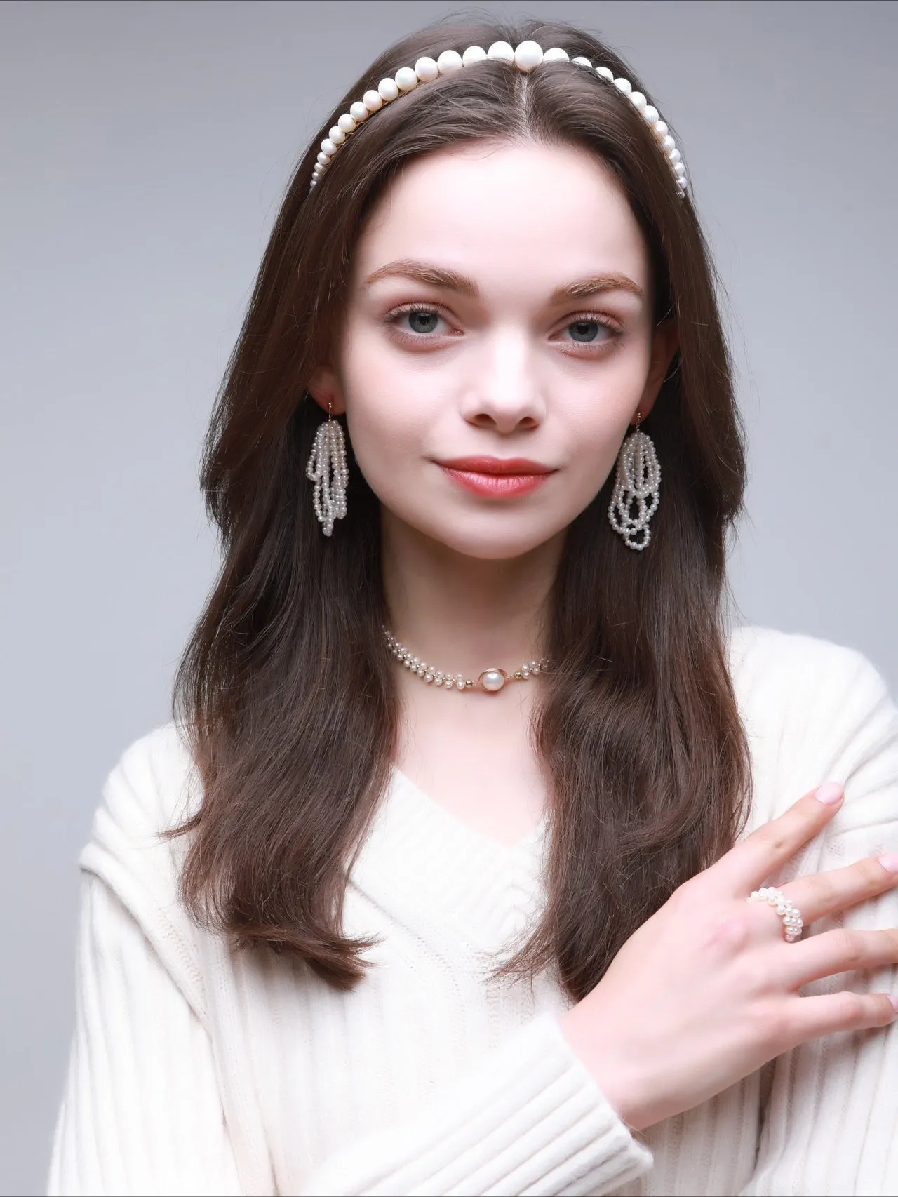 Starry Series Short Hoop Pearl Drop Earrings