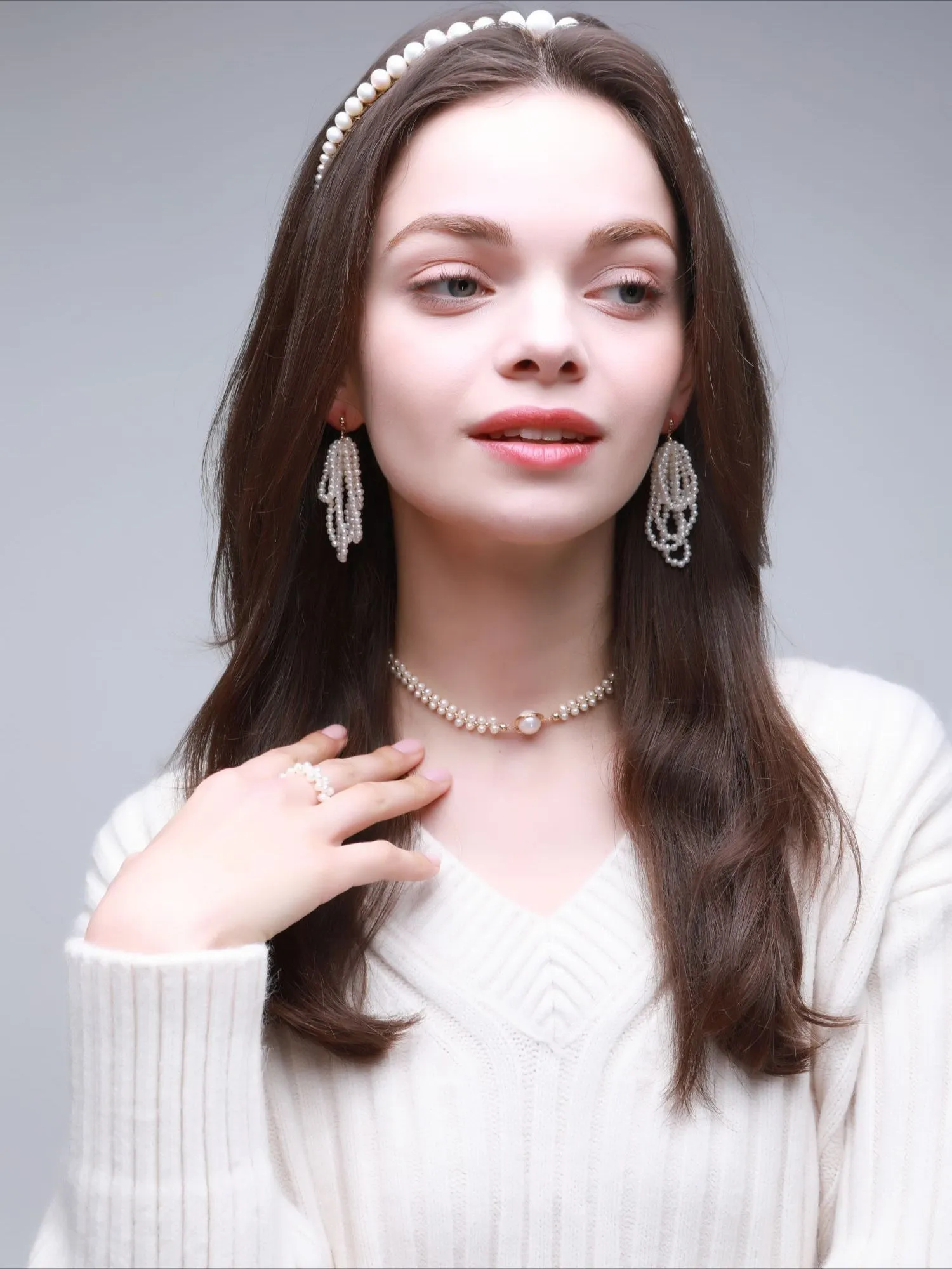 Starry Series Short Hoop Pearl Drop Earrings